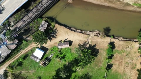 Drone shot of river and bridge Video stock 259868320