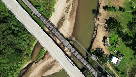 Drone shot of river and bridge Video stock 259868339
