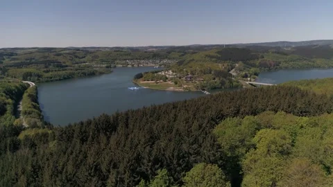 Drone shot of a river in Germany Stock Footage 132697941