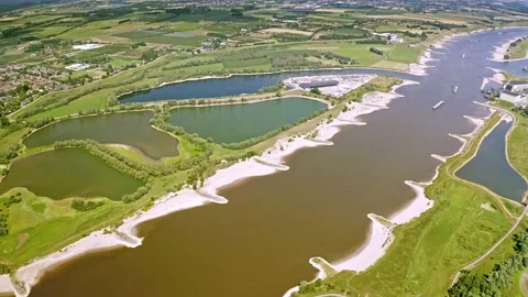 Drone shot of the river Maas with floodplain Stock Footage 202878336