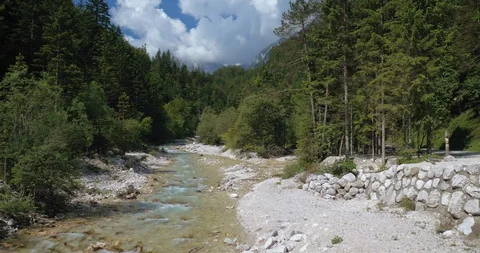 Drone Shot Of River Surrounded With Nature Stock Footage 129178506