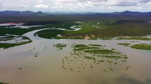 Drone shot of a river system in Queensland Stock Footage 262951527