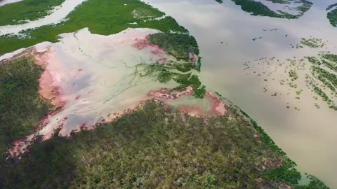 Drone shot of a river system in Queensland Stock Footage 262951893