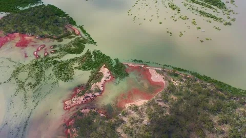 Drone shot of a river system in Queensland Stock Footage 262951895