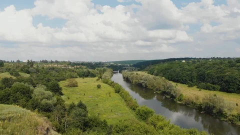 Drone Shot of a River in Temperate Climate Zone Stock-Footage 111734745