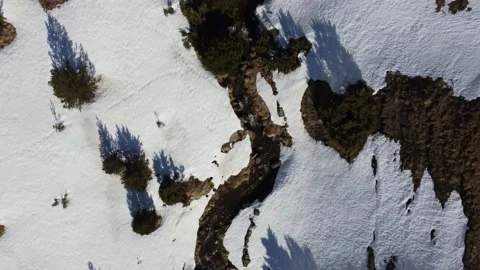 Drone shot river in winter  Stock Footage 170075799