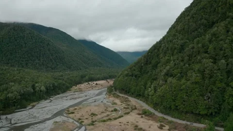 Drone Shot - Road & Mountains in New Zealand. Stock Footage
