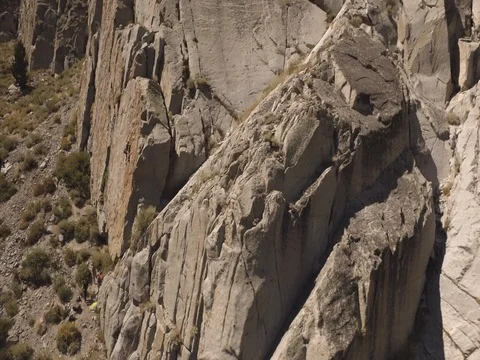 Drone Shot of Rock Face-Mountain Climber-Outdoors Stock Footage 71736876
