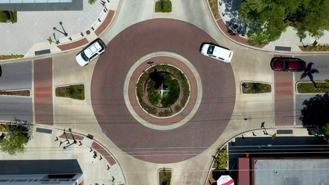 Drone shot of roundabout top down shot Sarasota Florida Stock Footage 108178987