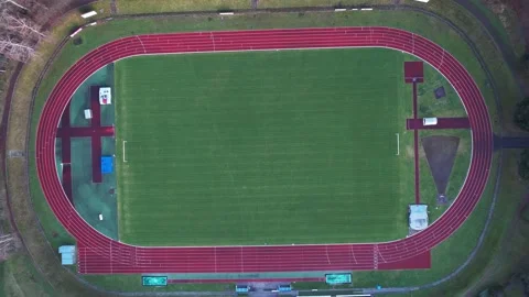 Drone shot of a running stadium from above Stock Footage 229314422