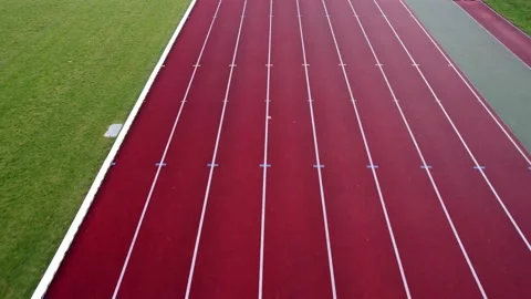 Drone shot of a running stadium Stock Footage 229314345