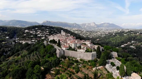 Drone shot from Saint-Paul-de-Vence Stock Footage 166513505