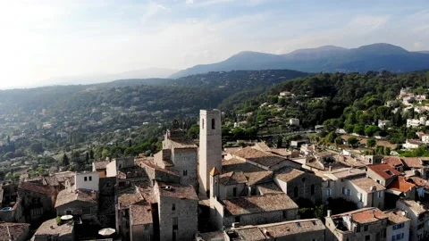 Drone shot from Saint-Paul-de-Vence Stock Footage 166513594