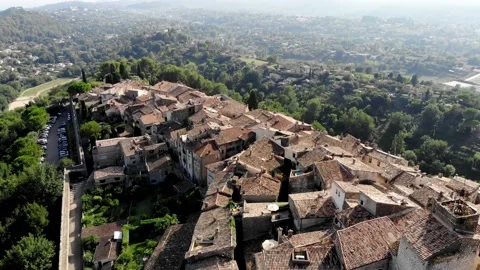 Drone shot from Saint-Paul-de-Vence Stock Footage 166513738