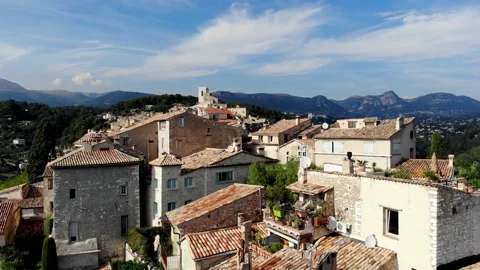 Drone shot from Saint-Paul-de-Vence Stock Footage 166513754