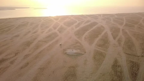 Drone Shot of Sandy Beach Patterns and Coastal Terrain in Al Khobar Stock Footage 336572487