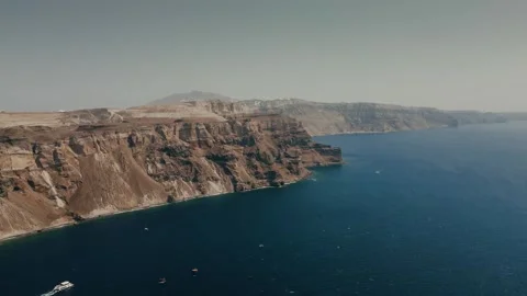 Drone Shot of Santorini Cliffs Stock Footage 315254542