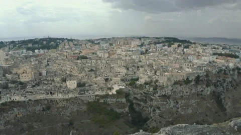 Drone shot of Sassi di Matera in Basilicata, Italy 4K Stock Footage 162910292