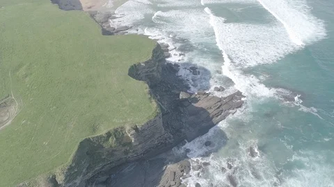 Drone shot of sea cliffs in Spain. 4K footage Stock Footage 126351923