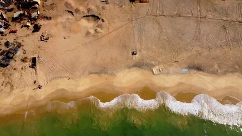 Drone Shot of Ship Scrapping and Rusty Debris on Gadani Beach, Pakistan – Stock Footage 341124087