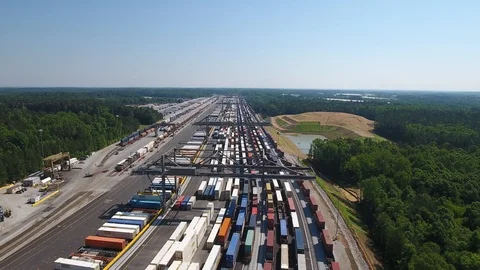 Drone Shot of Shipping Container Yard Video stock 109065703
