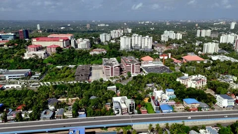 Drone shot showcasing a large rooftop solar panel installation at an IT park Video stock 345110938