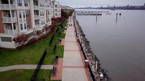 Drone shot of Side Walk of New Jersey Video stock 101662633