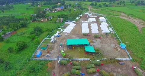 Drone shot silage making process and farming factory india Stock Footage 219321202