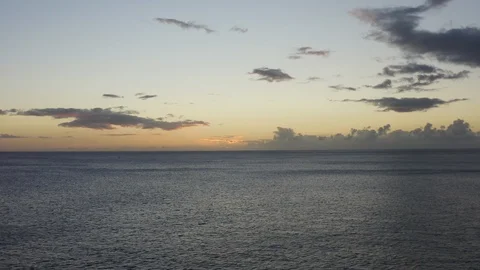 Drone shot of sky after sunset and endless ocean, Hawaii Video stock 126600758