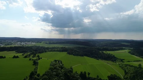 Drone shot of sky breaking down at a sunny Day Stock Footage 112036449