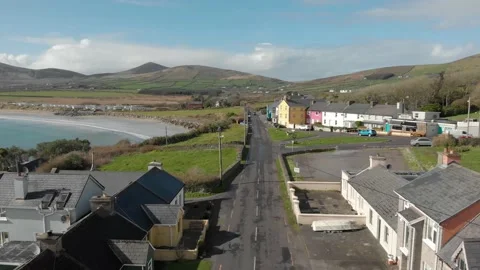Drone Shot Of Small Seaside Town In Ireland Stock Footage 159186131