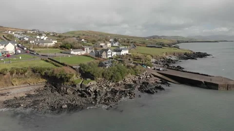 Drone Shot Of Small Seaside Town In Ireland Stock Footage 159186156