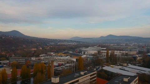 A drone shot of a small town Stock Footage 99007939