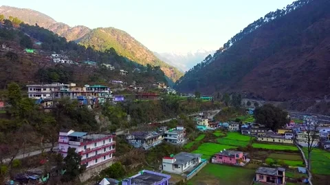 Drone shot in small town Stock Footage 202075402