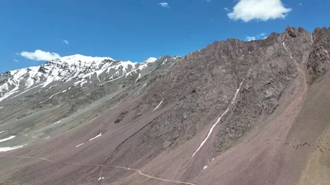 Drone Shot of Snow Capped Mountains and Valley in Pin Valley, Spiti Stock Footage 330319448