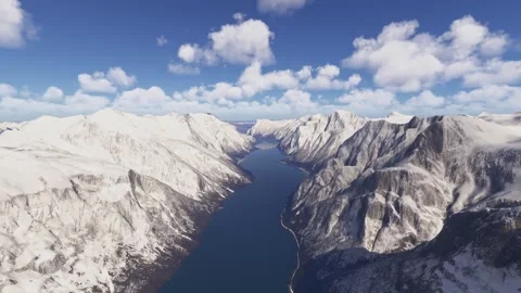 Drone shot Snow in Eikesdal. Norway Stock Footage 309065289