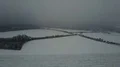 Drone shot snow white and gray foggy winter weather at small village landscape 4k or 4k+ Resolution