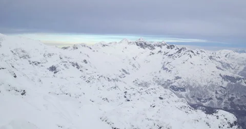 Drone Shot Of Snowy Mountains And Blue Sky Stock Footage 140318189