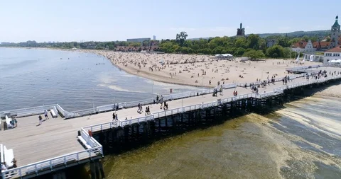 Drone shot of sopot pier 스톡 동영상 89904378