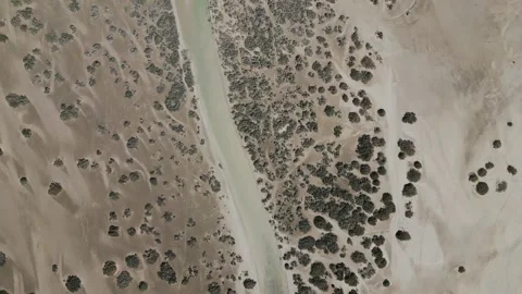 Drone Shot of Sotavento Beach with Tidal Lagoon, Fuerteventura, Canary Islands Stock Footage 306387410
