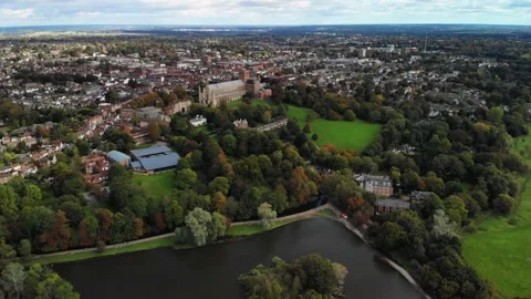 A drone shot of st. Albans and cathedral Stock Footage