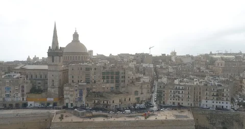 Drone shot of St Paul's Pro-Cathedral, Valletta Stock Footage 119554195