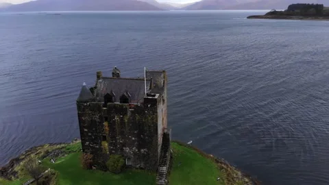 A drone shot of the Stalker castle Stock-Footage 146268905