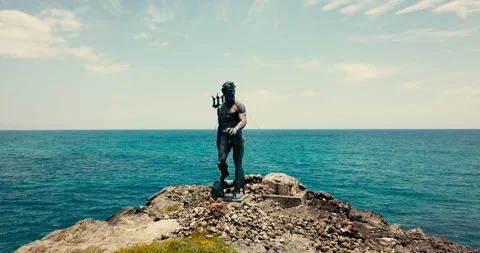 Drone Shot of  Statue of Neptune Stock Footage 243759099