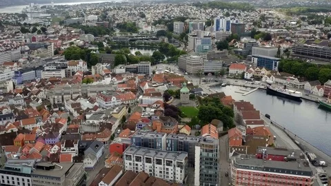 Drone shot in Stavanger, Norway, back Stockbeeldmateriaal 84200328