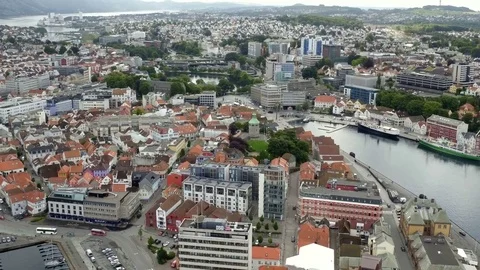 Drone shot in Stavanger, Norway, close in Stock Footage 84200288