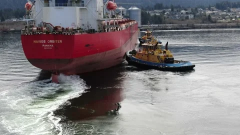 Drone Shot: Stern of freighter, propeller and rudder visable Stock Footage 149135850