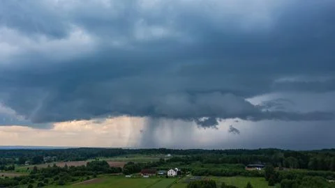 Drone shot of storm cloud shelf cloud from above Foto stock