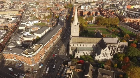 Drone Shot Of St.Patrick Cathedral In Dublin Ireland Vídeo Stock 93242582
