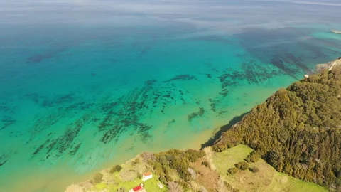 Drone Shot Summer Ocean Cliffs Peroulades, Logas, Corfu, Greece 스톡 동영상 230710837